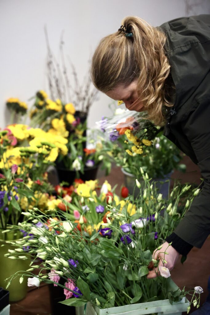 Jodie Sonnon locates the best foliage amongst the variety of flowers.