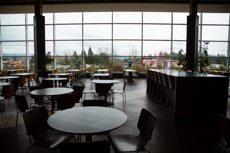 The food court at Bellis Fair sits empty.