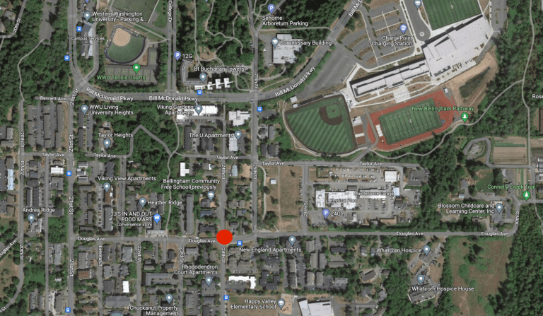 A google map of the location where two students were assaulted.