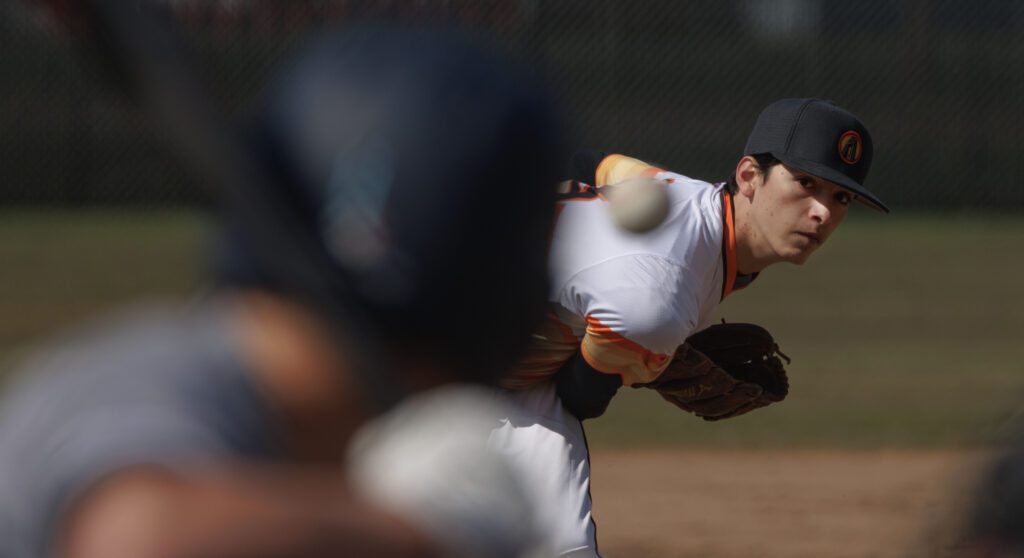 Blaine pitcher Diego Gutierrez keeps his eyes on the ball.