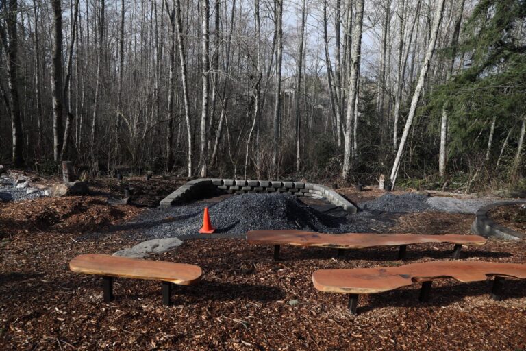 The outdoor classroom at the Hundred Acre Wood park under construction.