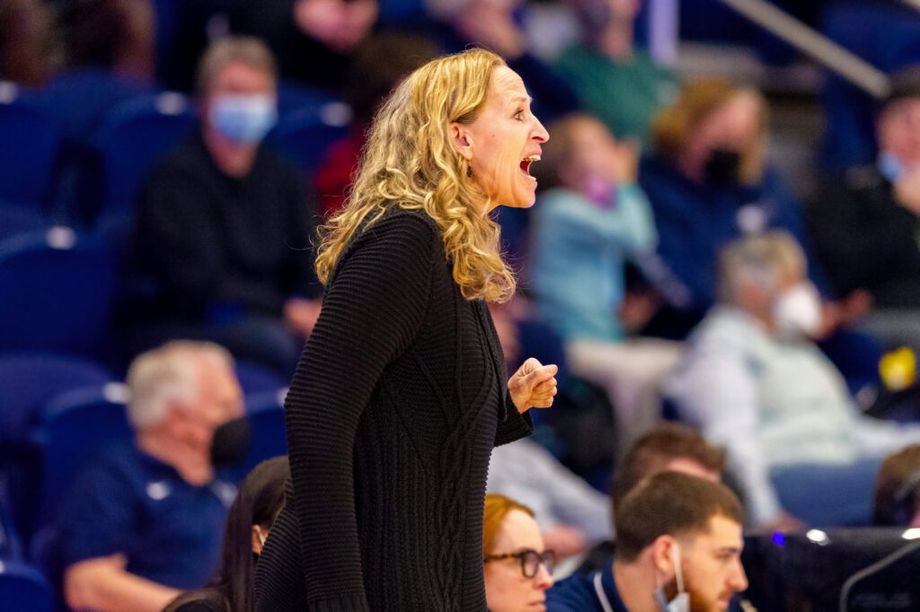 Western Coach Carmen Dolfo yells from the sideline.