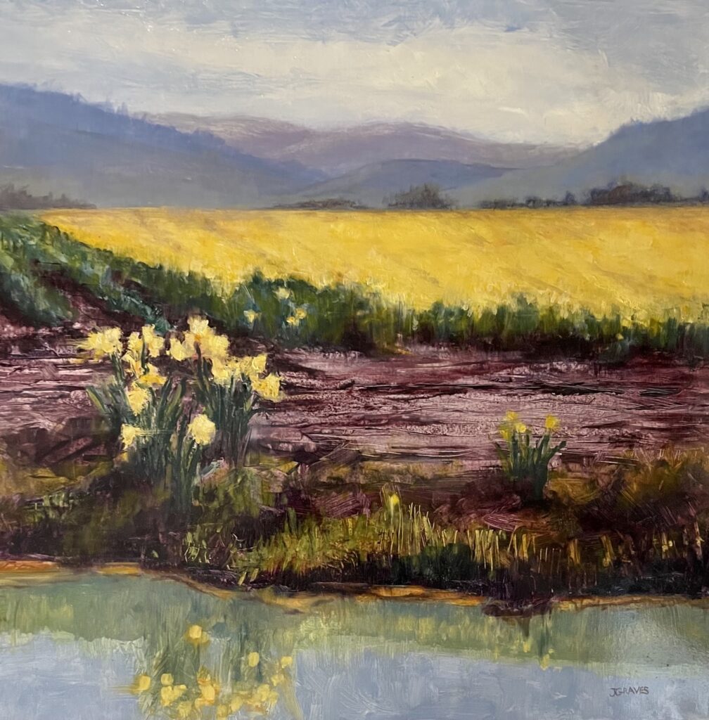 Janis Graves' "Grand Escape" is a painting of the view of the Skagit Valley.