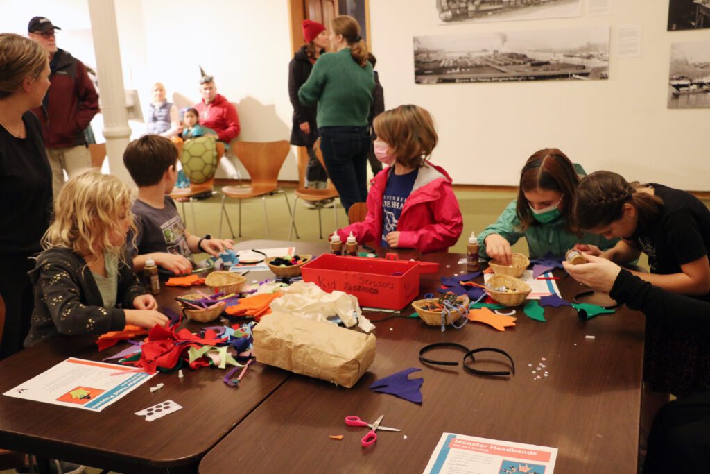 While the spooky tour was taking place downstairs at Old City Hall, Whatcom Museum has an arts and crafts event available for children.