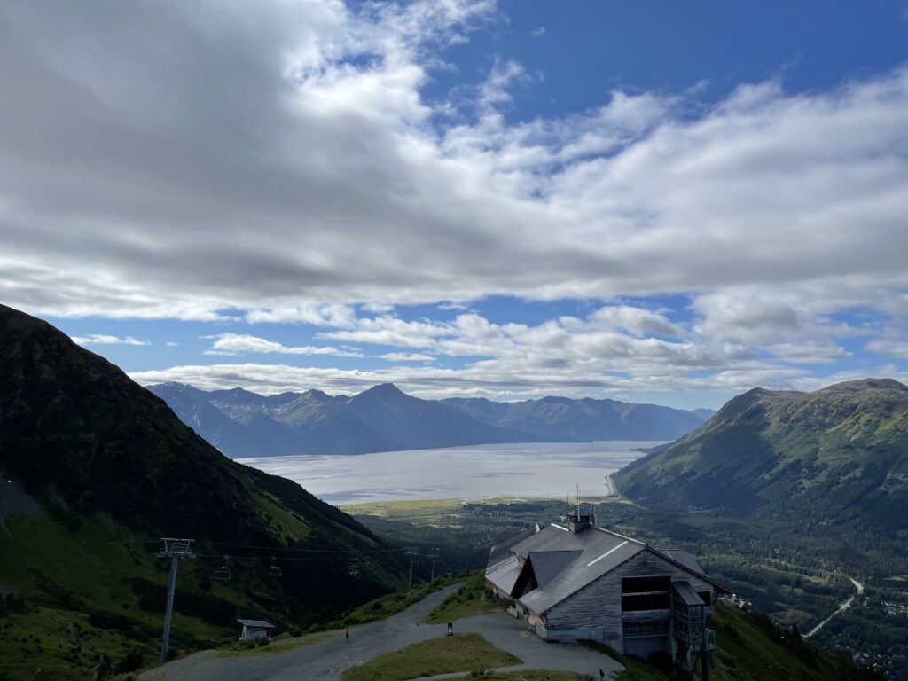 The Alyeska Glacier on the edge of the town in Girdwood, Alaska.