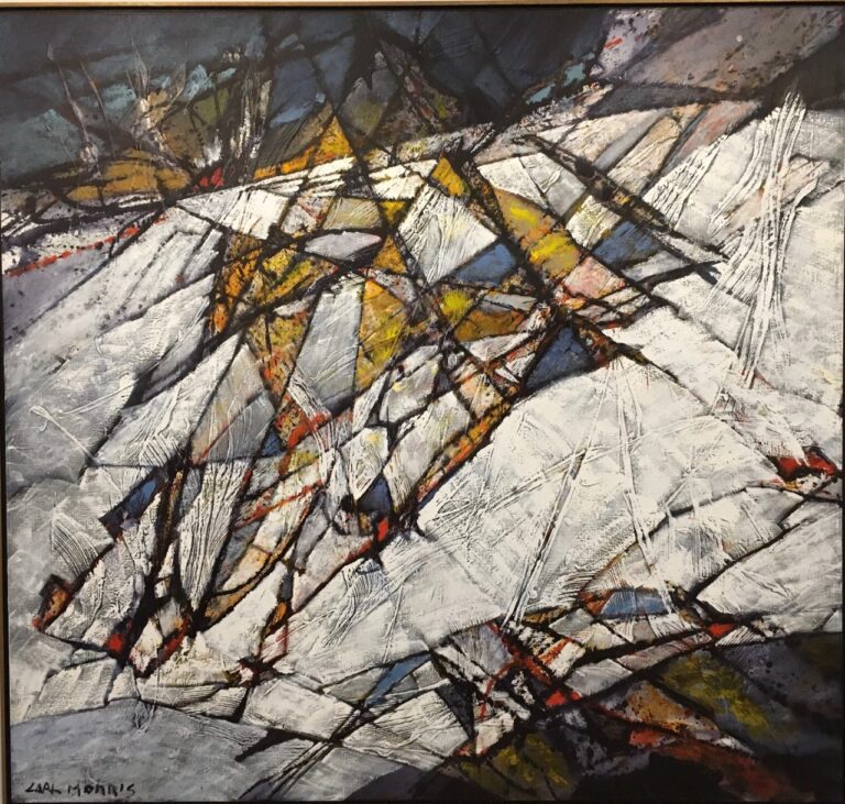 "Glacial Path," a powerful abstraction painted by Carl Morris in 1990 that uses abstract techniques.