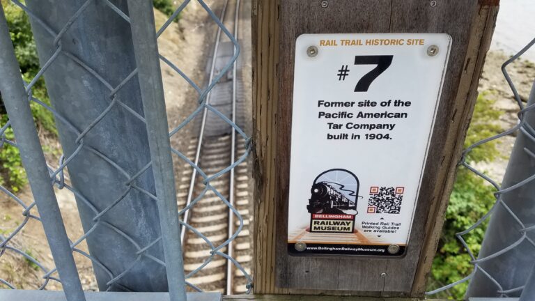 A Rail Trail Historic Site marker at Taylor Dock.