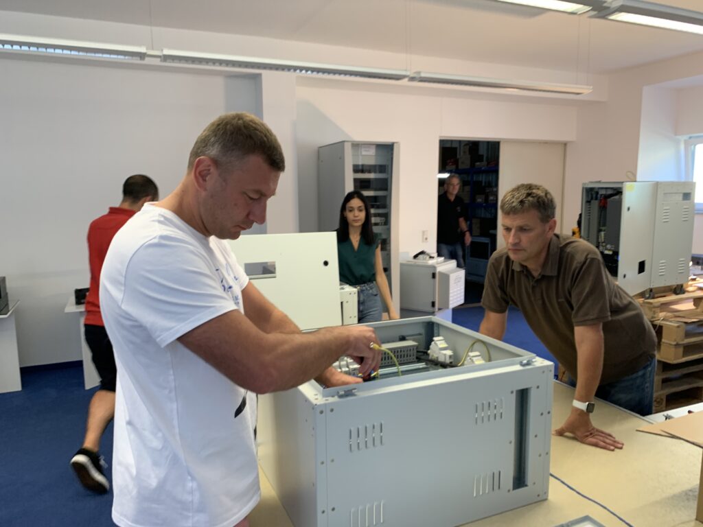 Volodymyr Dvozhak of NUE partner Tavido LLC from Lviv working on a portable solar generator.