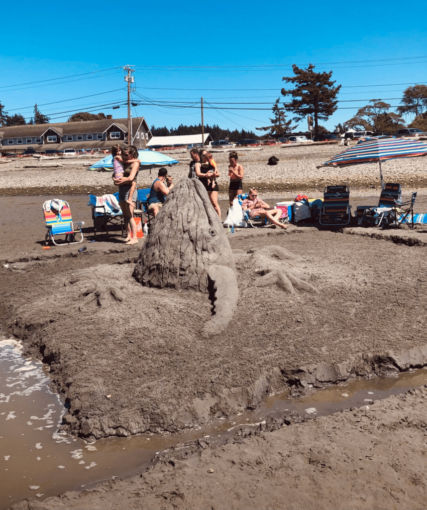 A whale sand sculpture at the 39th annual Birch Bay Sand Sculpture