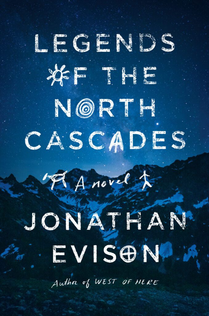 The book cover from Bainbridge Island’s Jonathan Evison has a starry sky and mountains as the background.