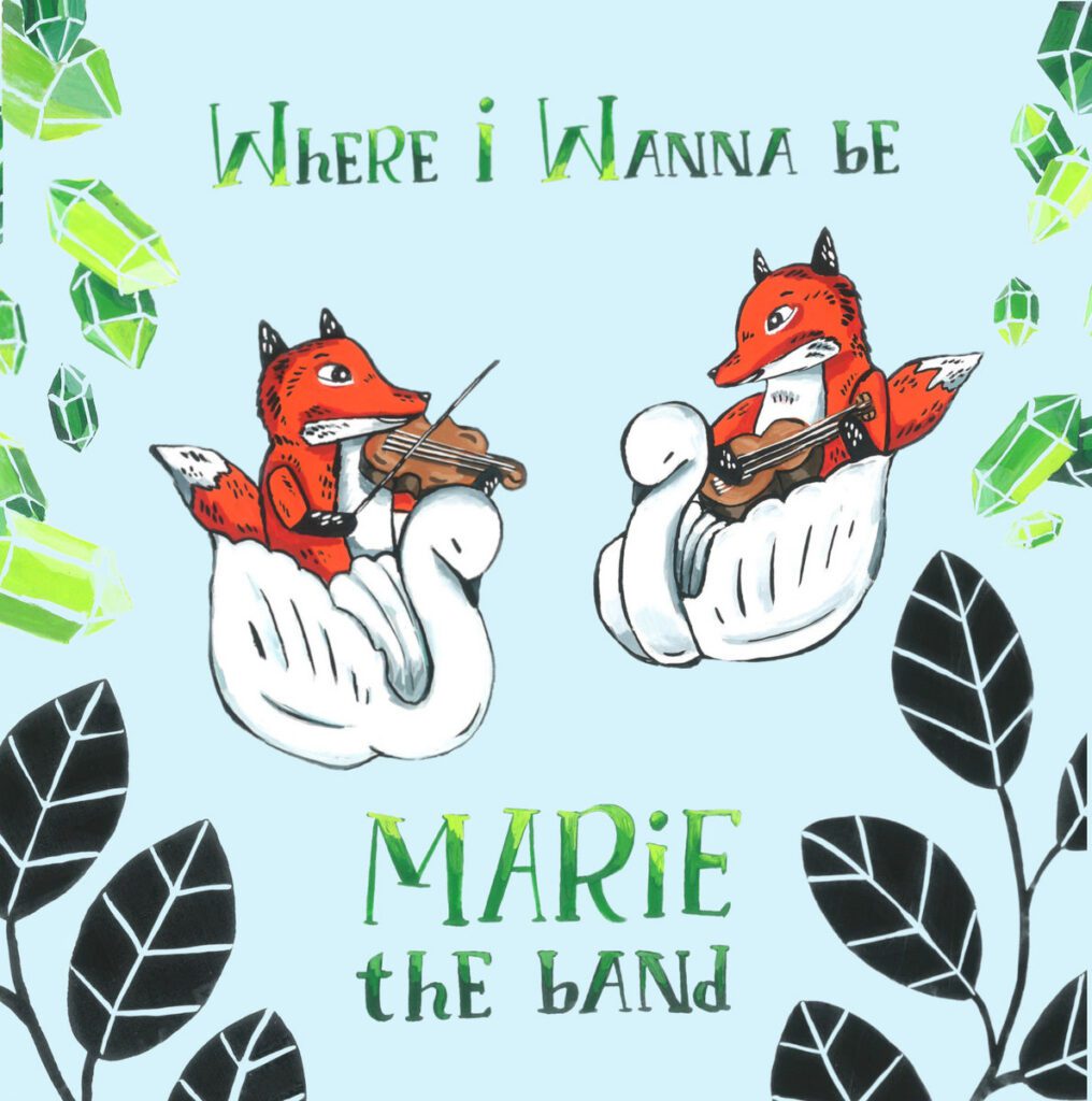 The book cover of "Where i Wanna be" shows two foxes playing the violin.