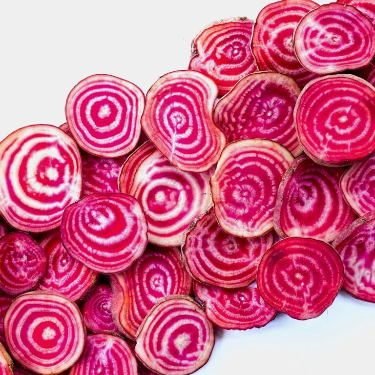 A pile of Chioggia beet.