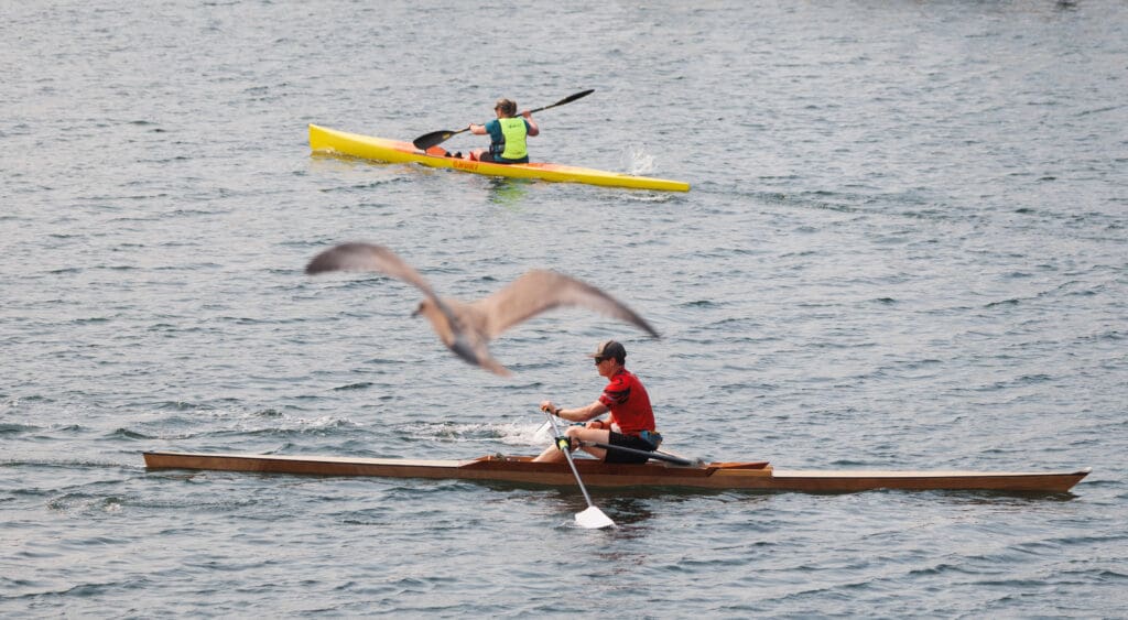 Paddlers go four laps in Whatcom Creek channel.