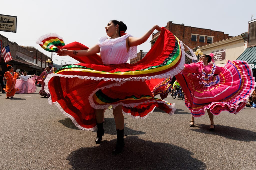 Dancers with Group Folklorico "Mi Tierra" spin and dance during Sedro-Woolley’s Fourth of July parade.