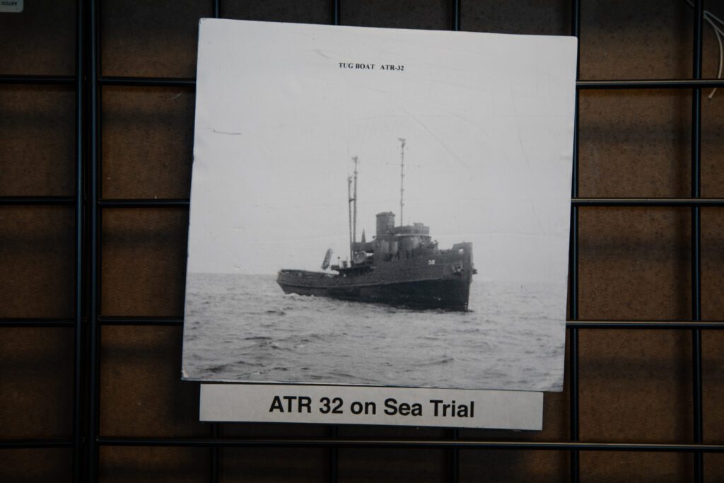 A black and white photo of the ATR 32 is framed on the wall.