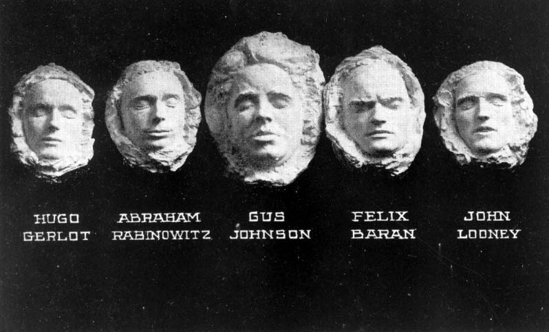 Death masks were molded of the five Everett Massacre victims with their respective names underneath each mask.