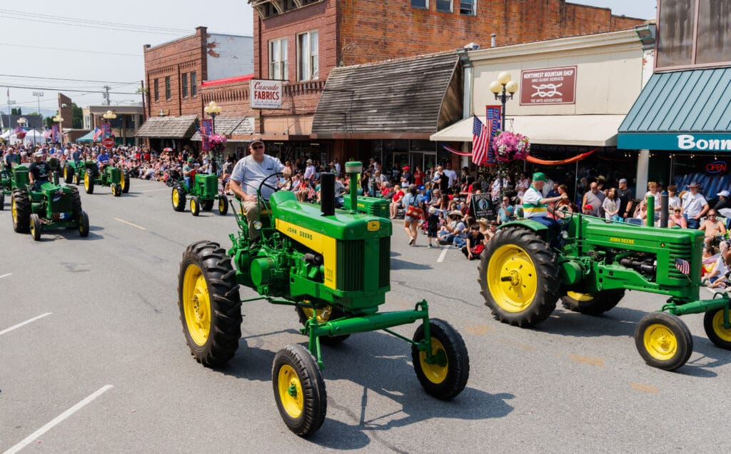 Cascade Two Cylinder Club members ride their tractors in Sedro-Woolley’s Fourth of July parade. The Cascade Two Cylinder Club is a nonprofit dedicated to the preservation of John Deere Two Cylinder agricultural machinery in Northwest Washington.