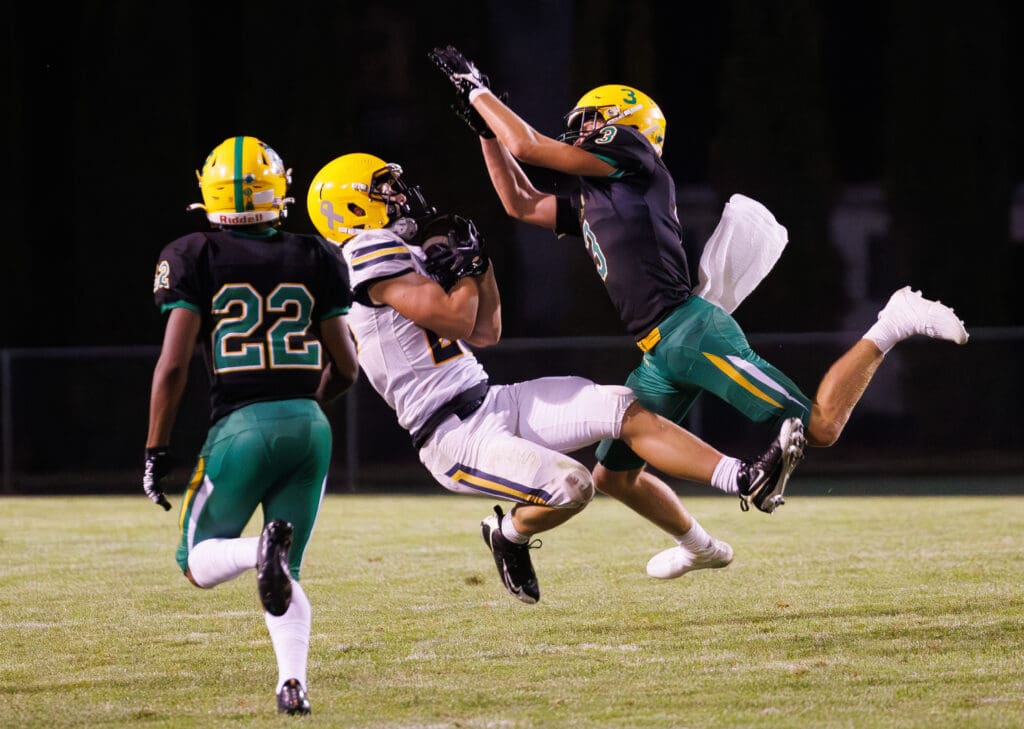 Ferndale’s Conner Walcker hauls in a pass to set up a winning touchdown.