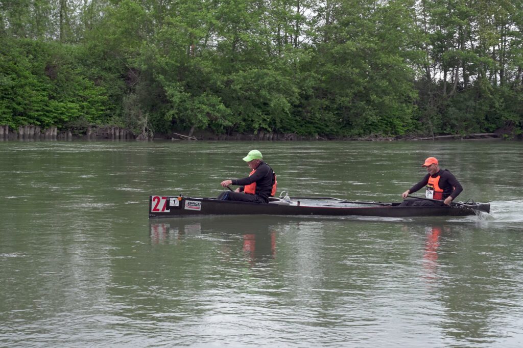 Birch Equipment canoeists arrive at the handoff point at Hovander Homestead Park.