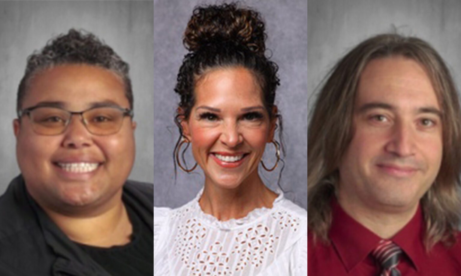 From left, smiling staff portraits of assistant principals Chimere Hackney of Bellingham High School, and Meghan Dunham and Jeremy Louzao of Squalicum High School.