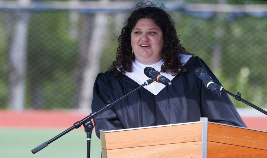 Sehome principal Sonia Cole speaks to the class of 2024.