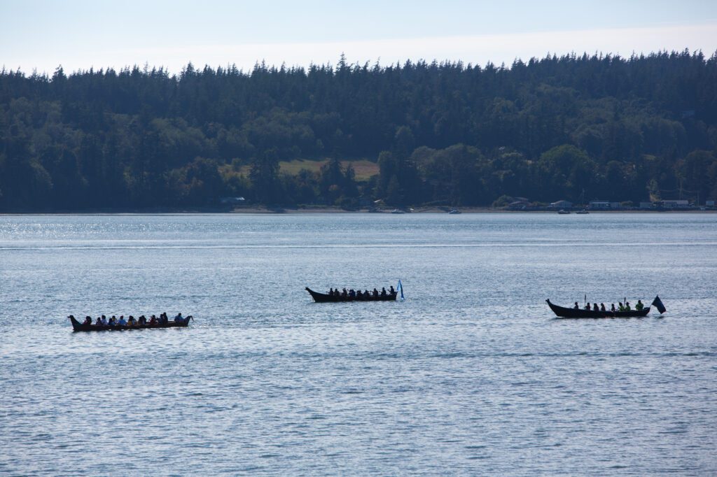 Canoes depart Gooseberry Point.