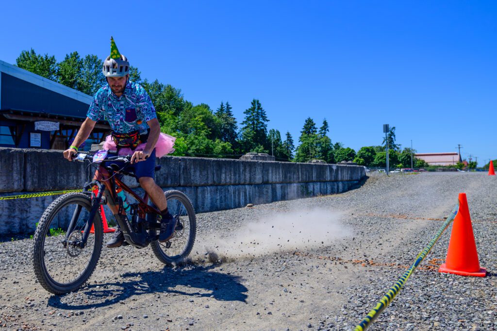 Brandon Watts competes in the gravel challenge.