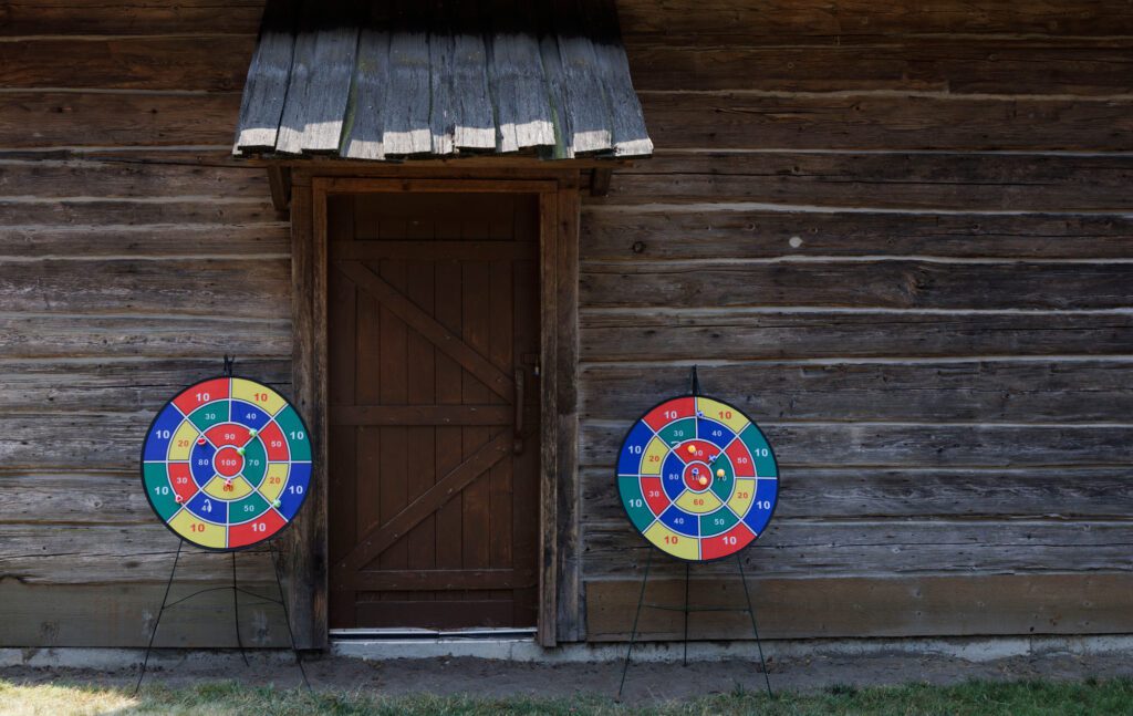 Velcro targets await players beside a Pioneer Park home.