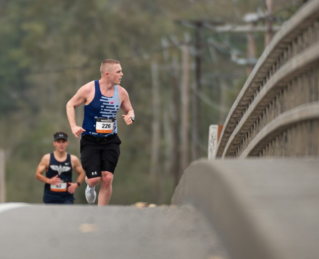 Brian Beecher takes a look at the Nooksack River as he crosses the bridge at Marine Drive.