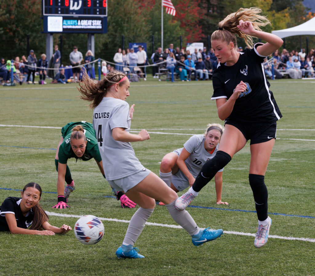 Western's Krysten McGuffey takes a shot at the goal.