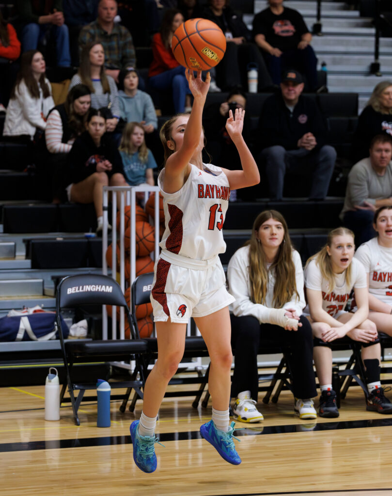 Bellingham’s Jennifer Ruano takes a wide-open 3-pointer.