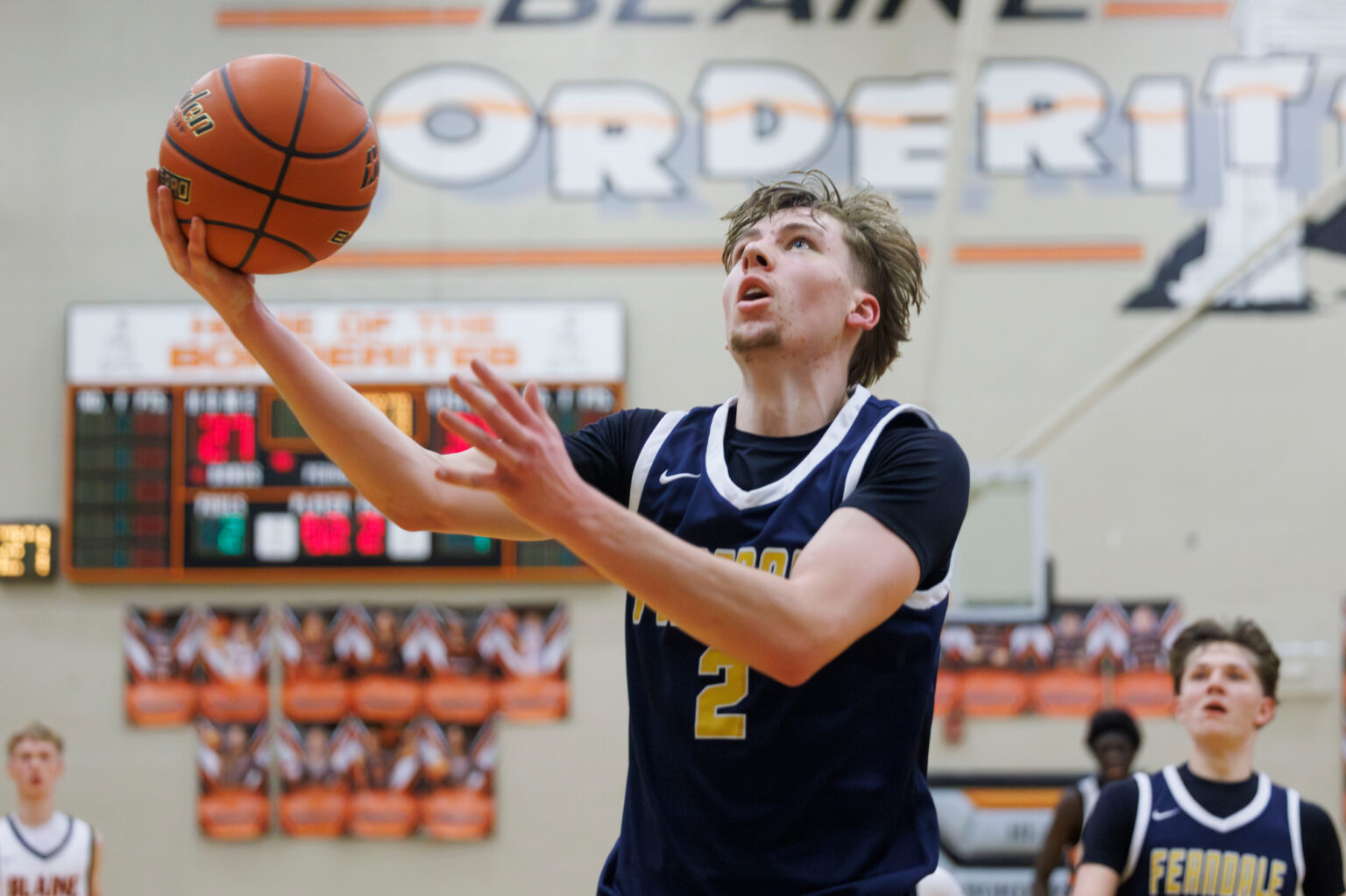 Ferndale’s Hunter Wills makes a layup on a fast break.