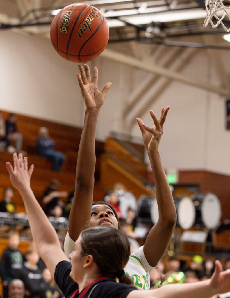 Lynden senior forward Kiki York puts up a shot near the basket.