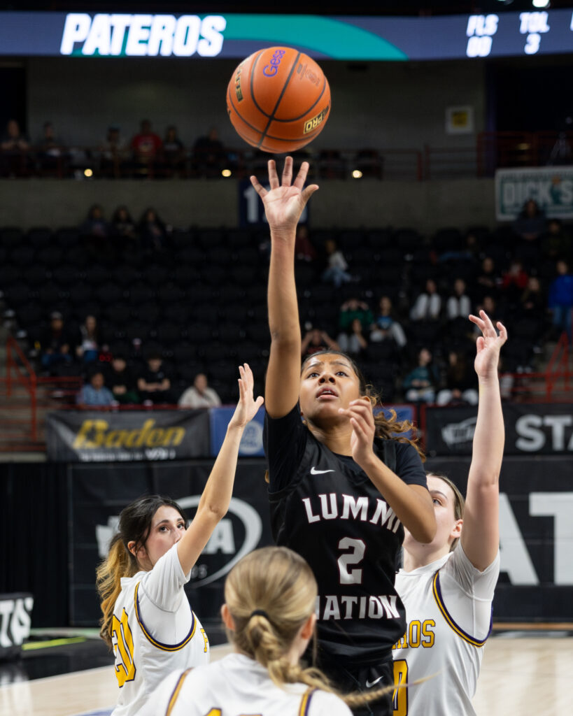 Junior guard Ailina Rabang sinks a floater in traffic.