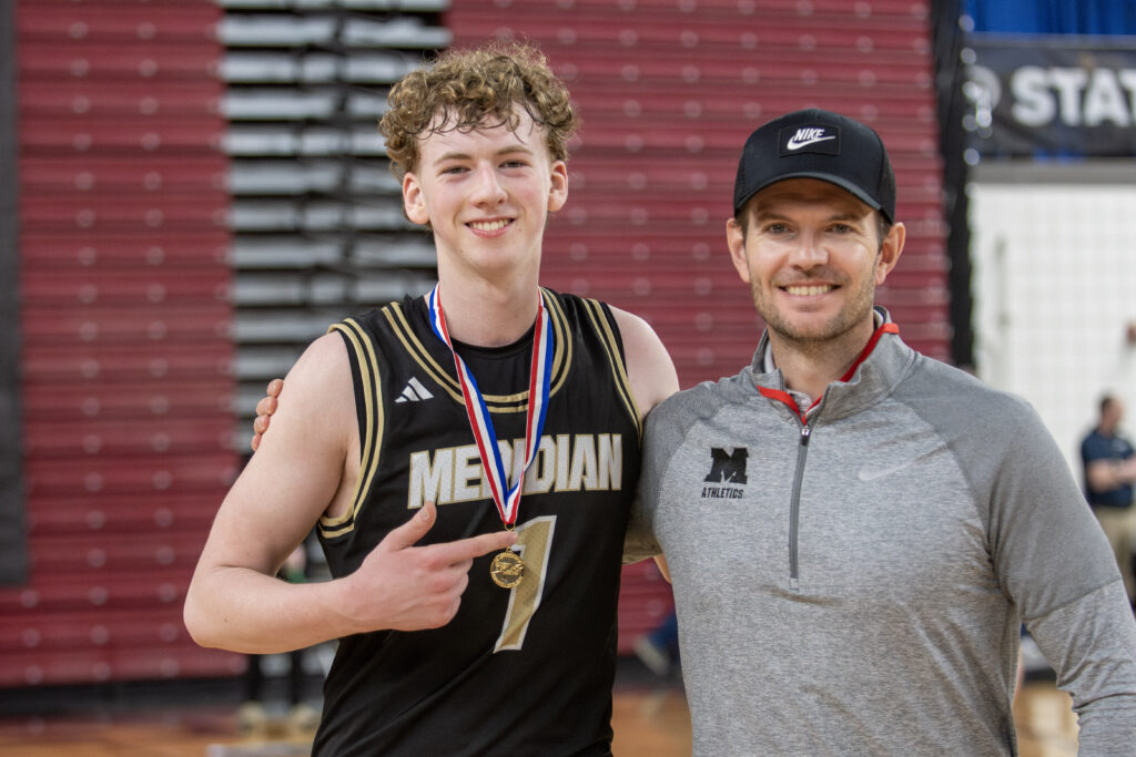 Meridian senior Talon Jenkins gets the Sportsmanship Award after the Seton Catholic game.